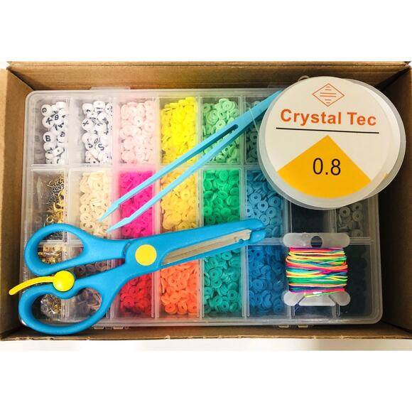 Jewelry Making Kit - Bright Colors 5000+ Beads, String, Scissors, Tweezers - Picture 1 of 3